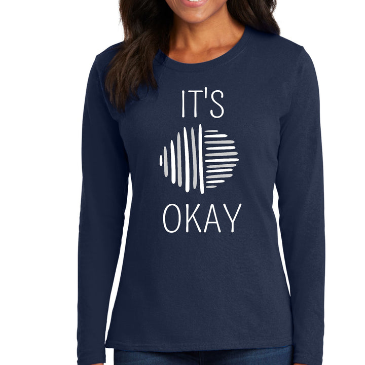 Womens Long Sleeve Graphic T-shirt Say it Soul its Okay Grey - Womens