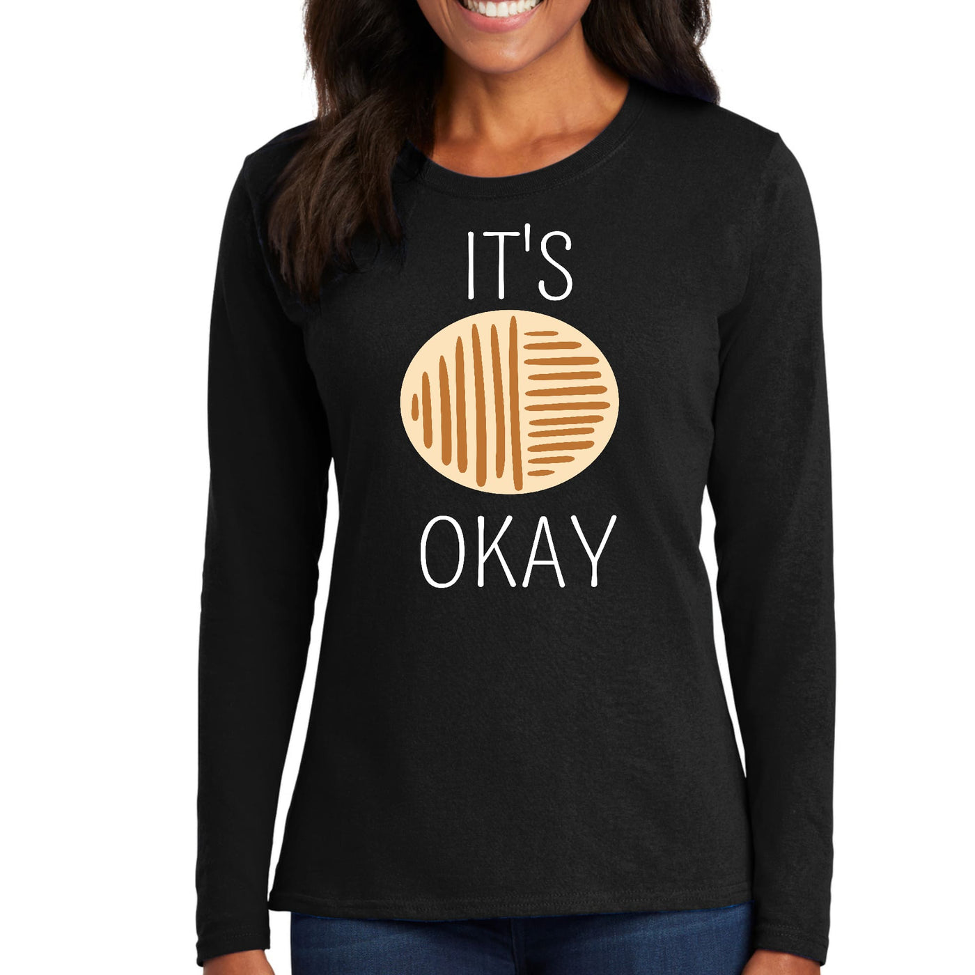 Womens Long Sleeve Graphic T-shirt - Say It Soul Its Okay White And - Womens