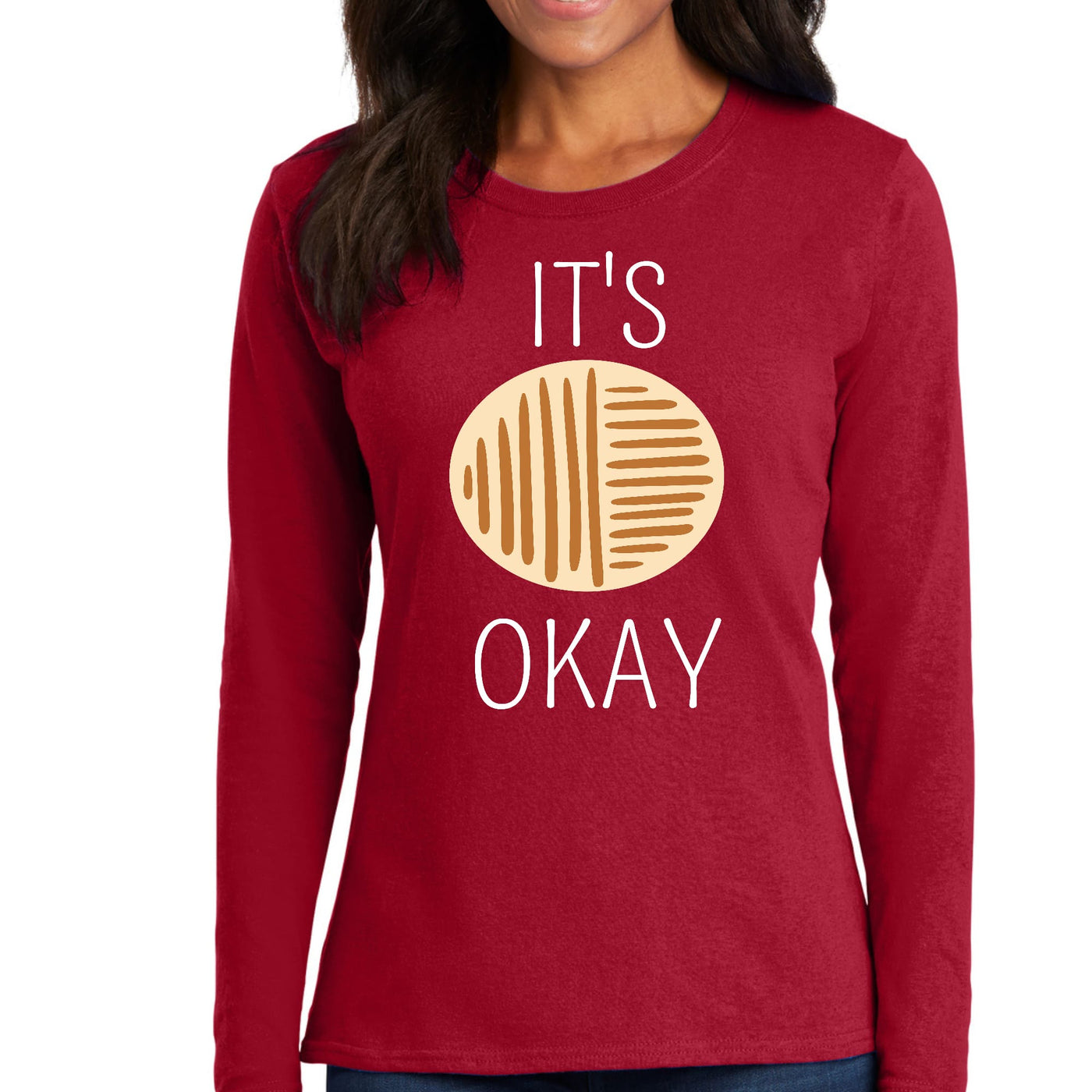 Womens Long Sleeve Graphic T-shirt - Say It Soul Its Okay White And - Womens