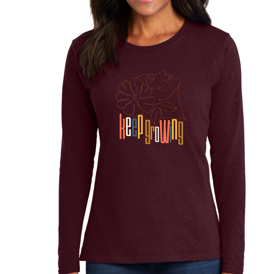 Womens Long Sleeve Graphic T-shirt Say it Soul - Keep Growing - Womens