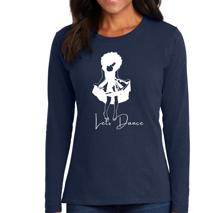 Womens Long Sleeve Graphic T-shirt Say it Soul Lets Dance White - Womens