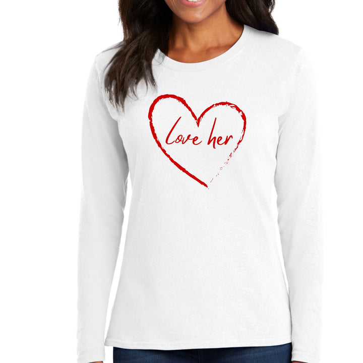 Womens Long Sleeve Graphic T-shirt Say it Soul Love Her Red - Womens | T-Shirts