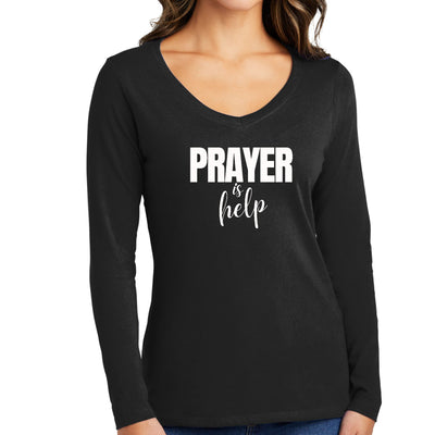 Womens Long Sleeve Graphic T - shirt Say It Soul - Prayer Is Help, | T - Shirts