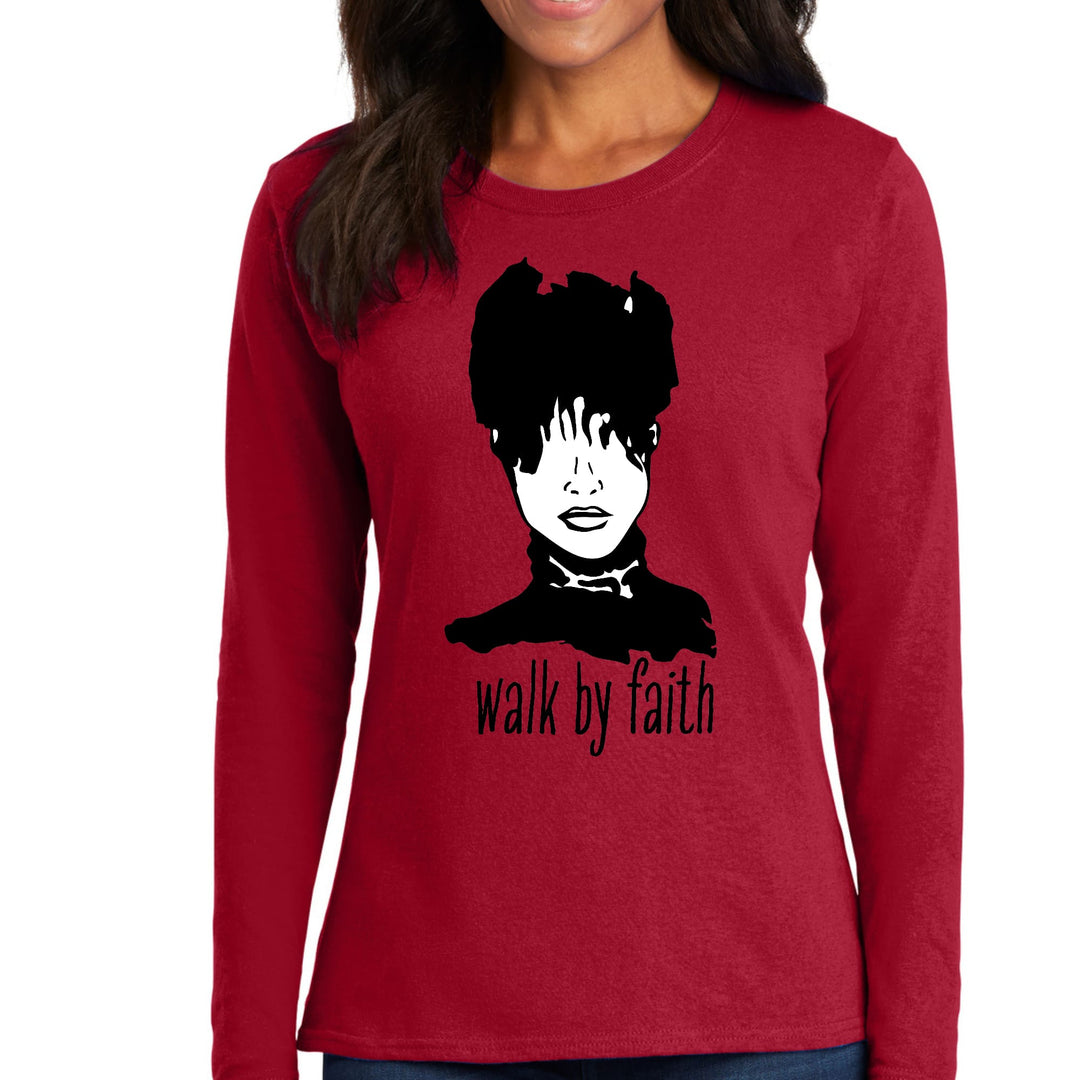 Womens Long Sleeve Graphic T-shirt - Say it Soul - Walk by Faith - Womens