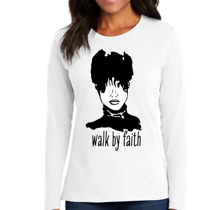 Womens Long Sleeve Graphic T-shirt - Say it Soul - Walk by Faith - Womens