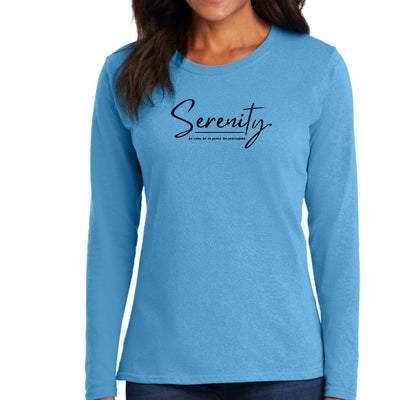 Womens Long Sleeve Graphic T-shirt - Serenity - Be Calm Be At Peace - Womens