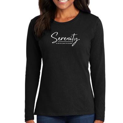 Womens Long Sleeve Graphic T-Shirt - Serenity - Be Calm Be At Peace - Womens