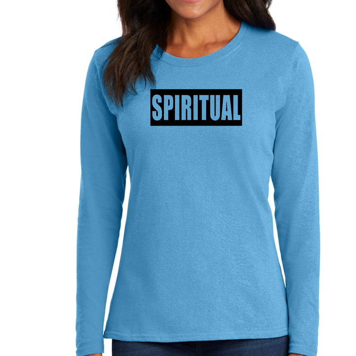 Womens Long Sleeve Graphic T-shirt Spiritual Black Colorblock - Womens