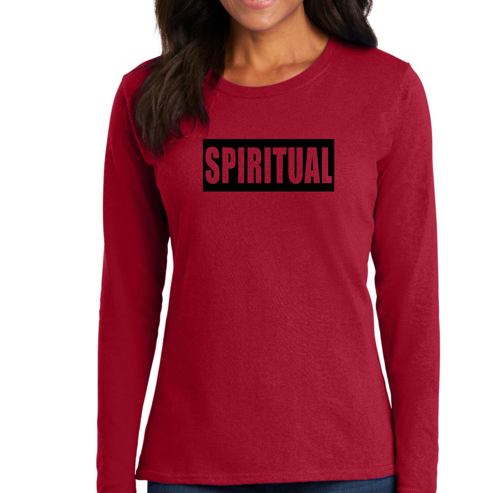 Womens Long Sleeve Graphic T-shirt Spiritual Black Colorblock - Womens