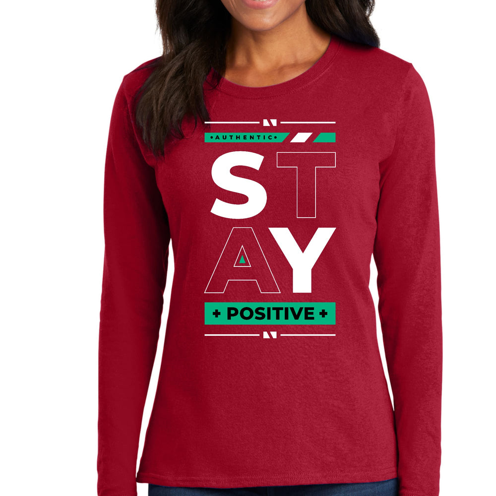 Womens Long Sleeve Graphic T-shirt Stay Positive - Womens | T-Shirts | Long