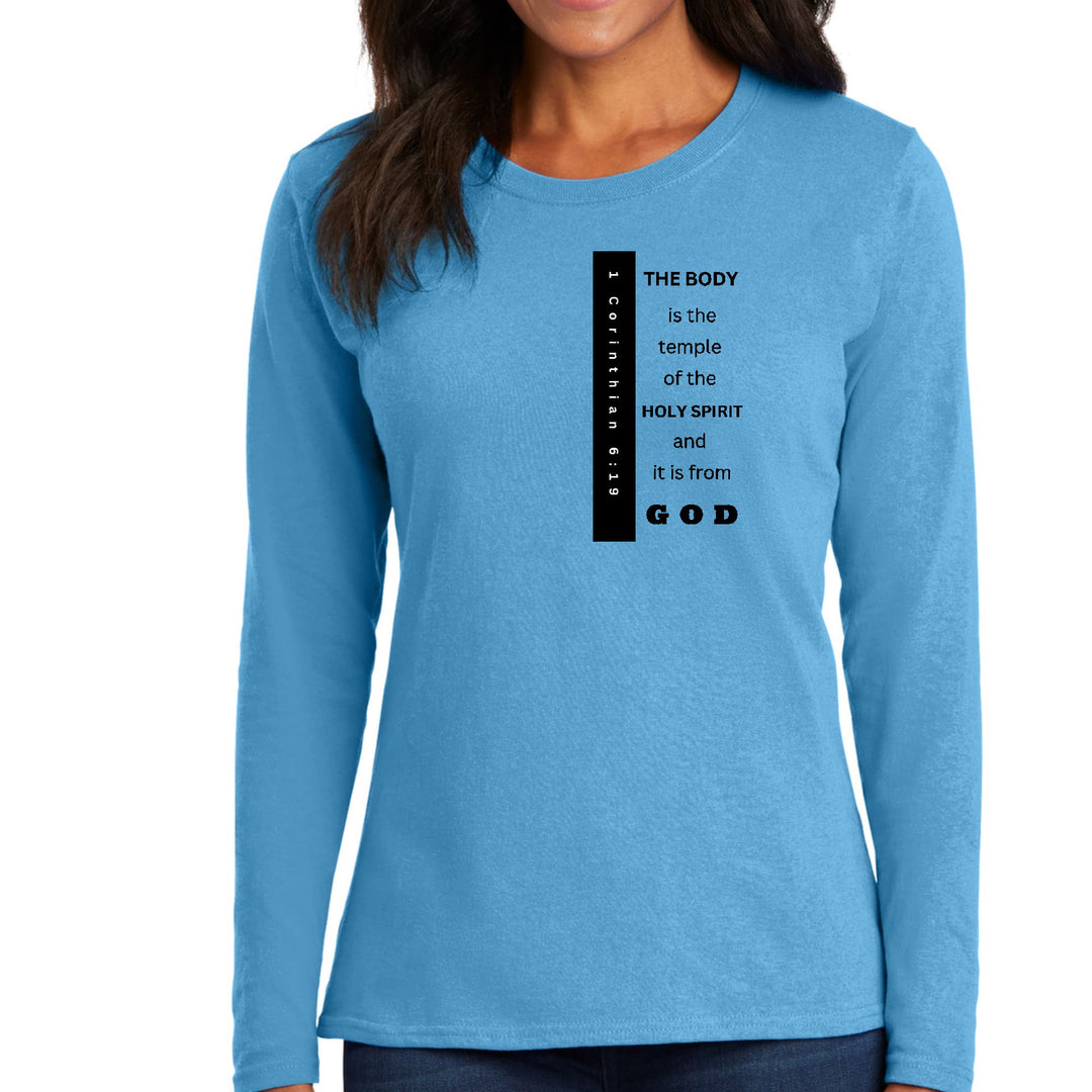 Womens Long Sleeve Graphic T-shirt - the Body is the Temple Print - Womens