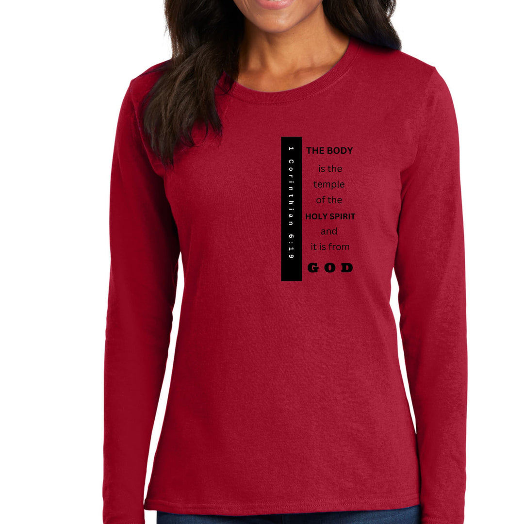 Womens Long Sleeve Graphic T-shirt The Body Is The Temple Print - Womens