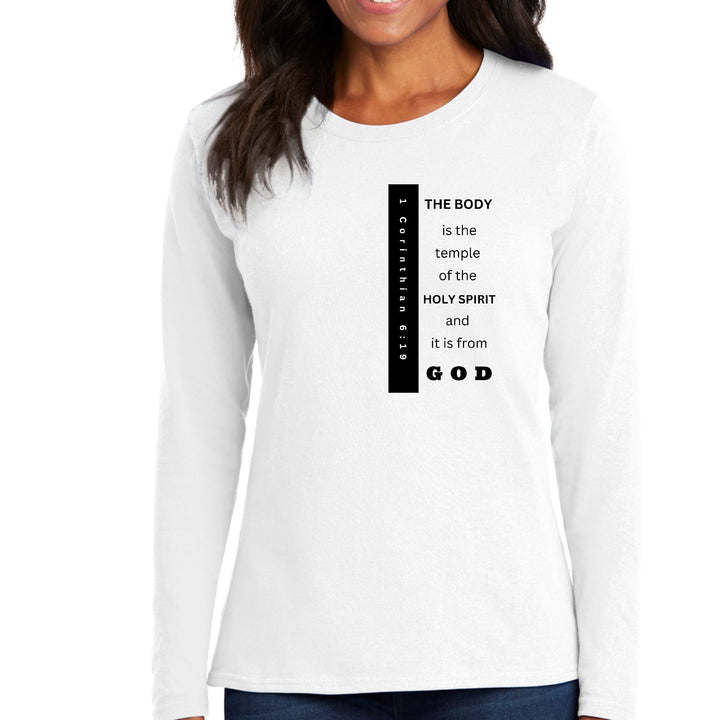 Womens Long Sleeve Graphic T-shirt The Body Is The Temple Print - Womens