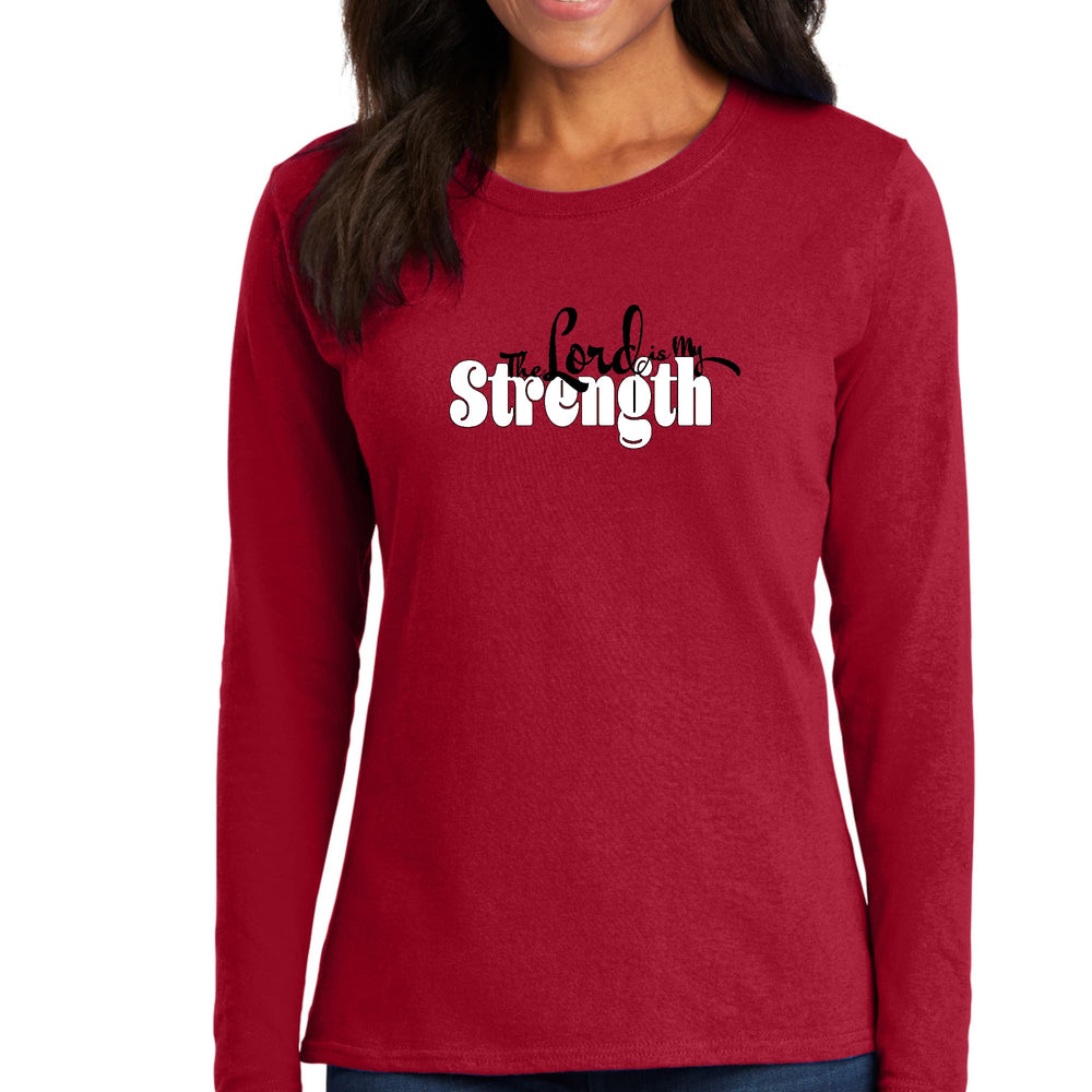 Womens Long Sleeve Graphic T-shirt the Lord is my Strength Print - Womens