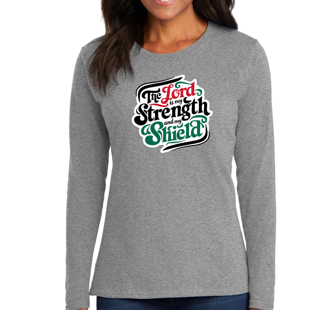 Womens Long Sleeve Graphic T-shirt the Lord is my Strength - Womens | T-Shirts