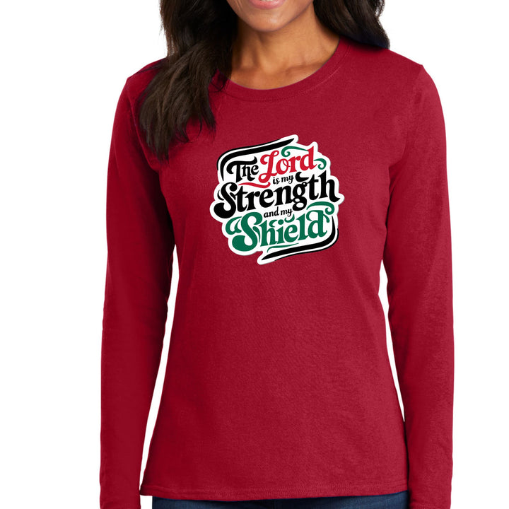 Womens Long Sleeve Graphic T-shirt - the Lord is my Strength - Womens