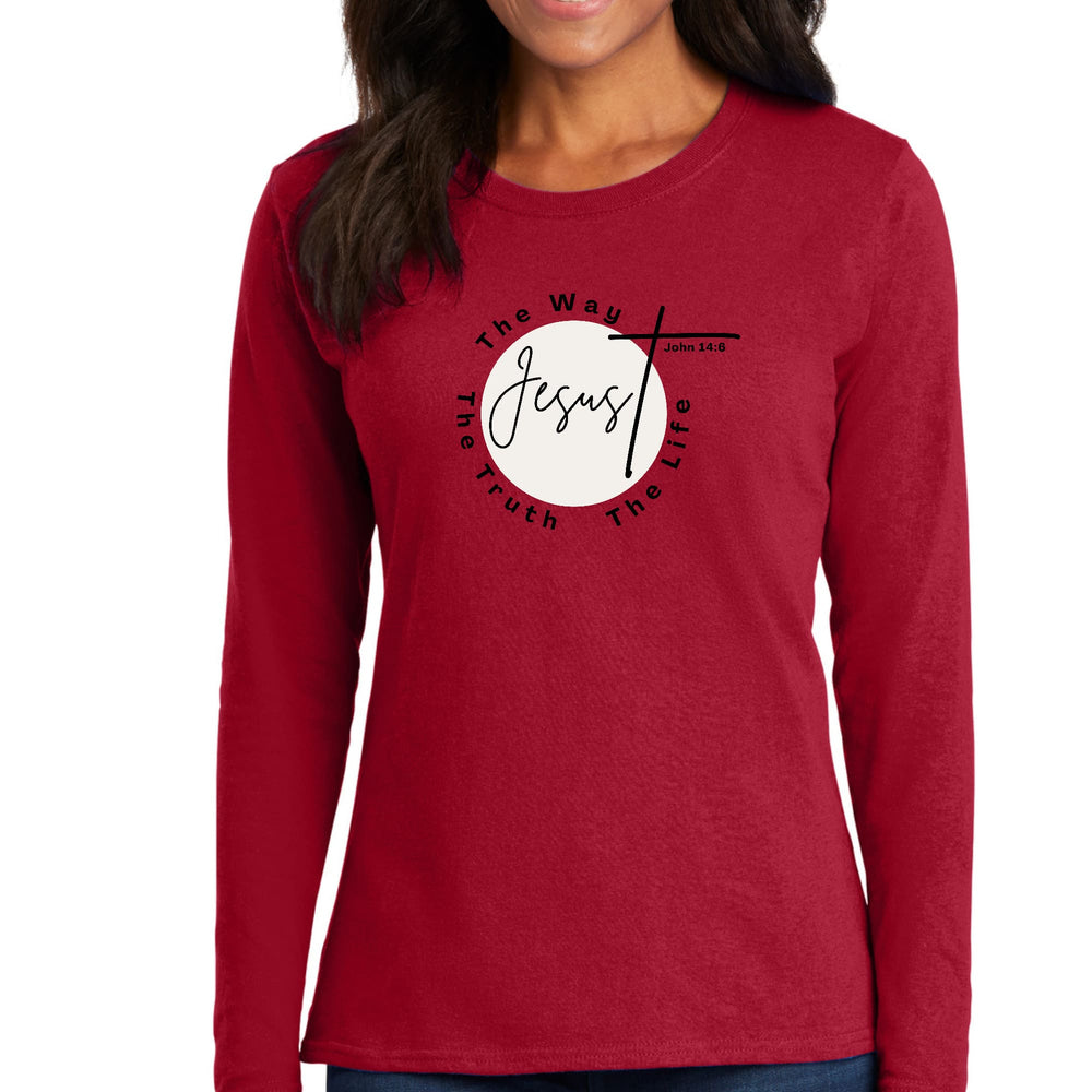 Womens Long Sleeve Graphic T-shirt - the Truth the Way the Life - Womens