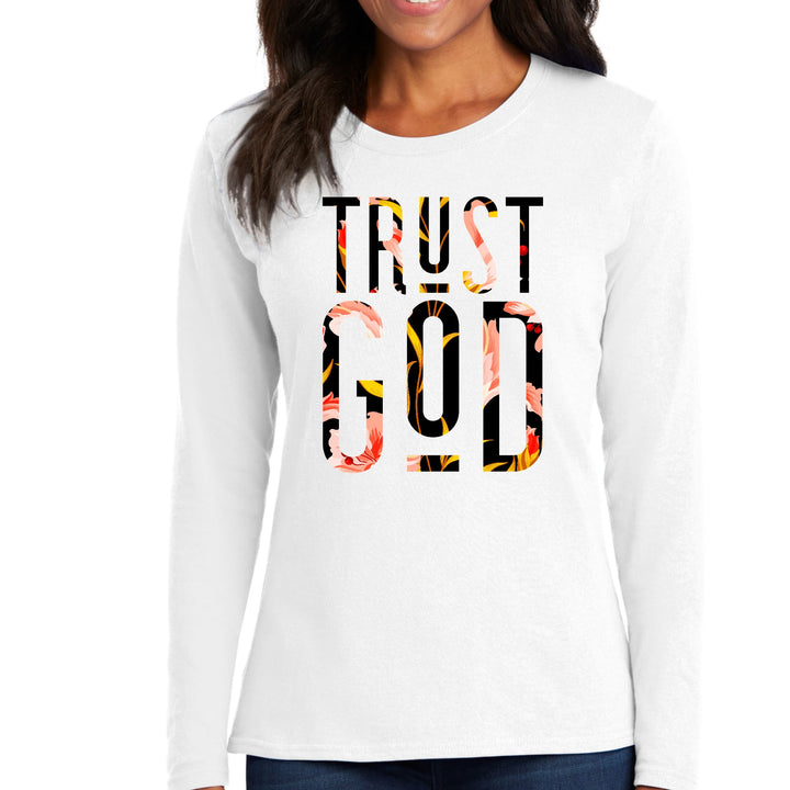 Womens Long Sleeve Graphic T-shirt - Trust God Floral Print - Womens | T-Shirts