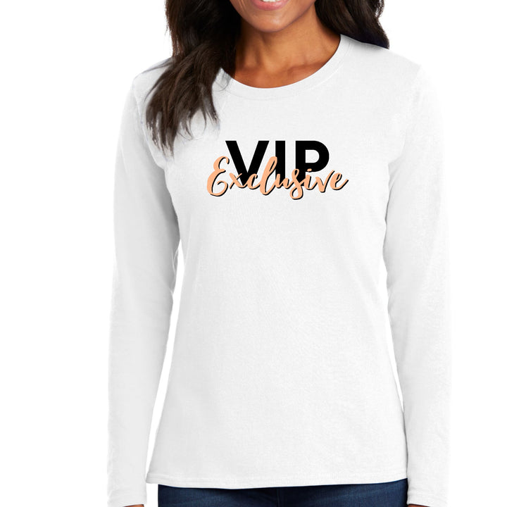 Womens Long Sleeve Graphic T-shirt Vip Exclusive Black And Beige - Womens