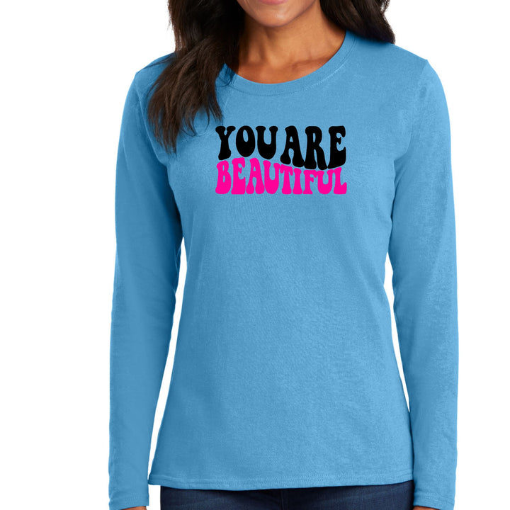 Womens Long Sleeve Graphic T-shirt you are Beautiful Print - Womens | T-Shirts