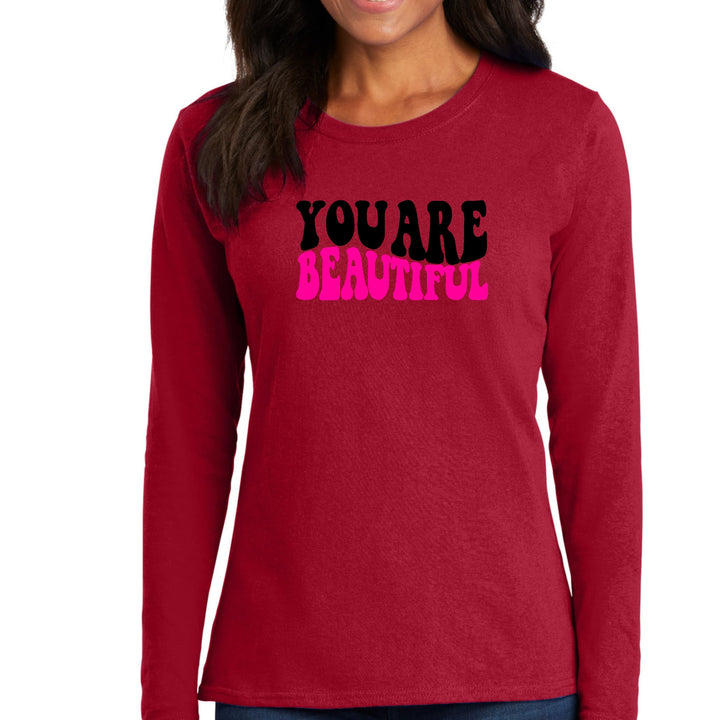 Womens Long Sleeve Graphic T-shirt you are Beautiful Print - Womens | T-Shirts