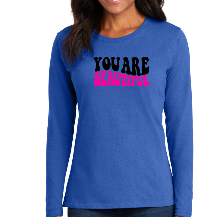 Womens Long Sleeve Graphic T-shirt you are Beautiful Print - Womens | T-Shirts