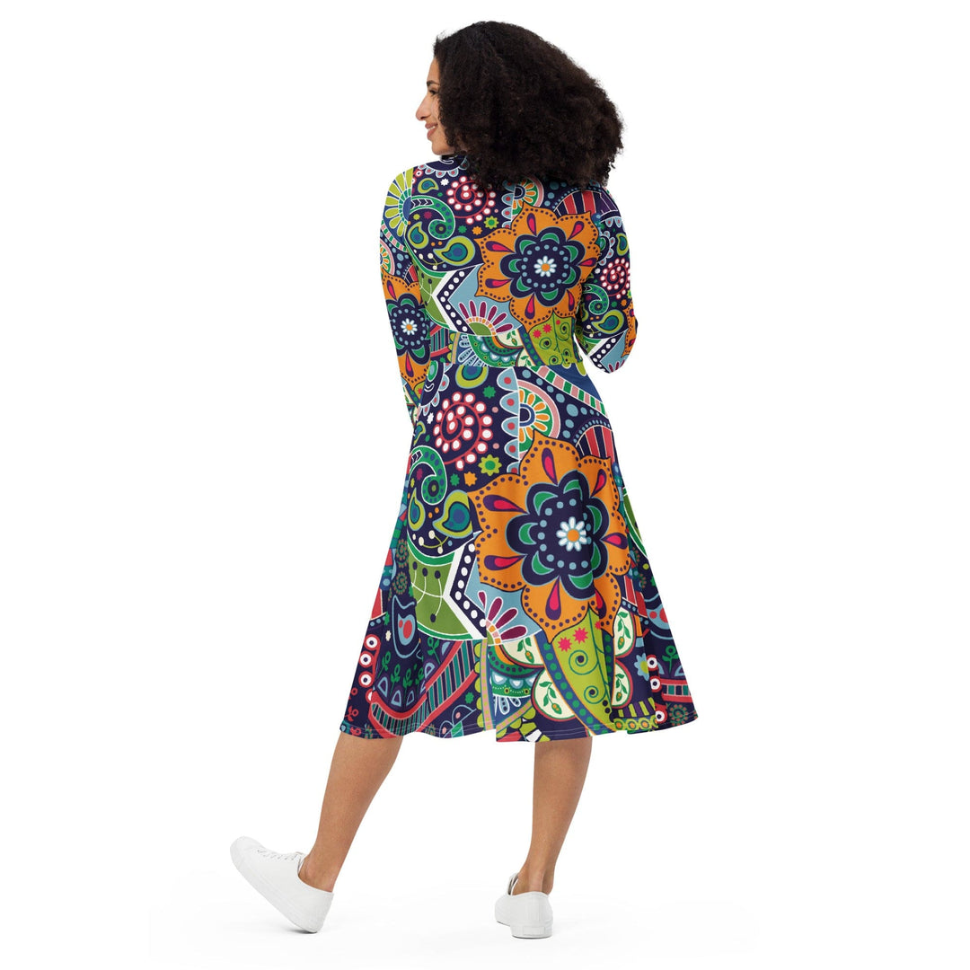 Womens Long Sleeve Midi Dress Floral Paisley 22523 - Womens | Dresses | MIDI