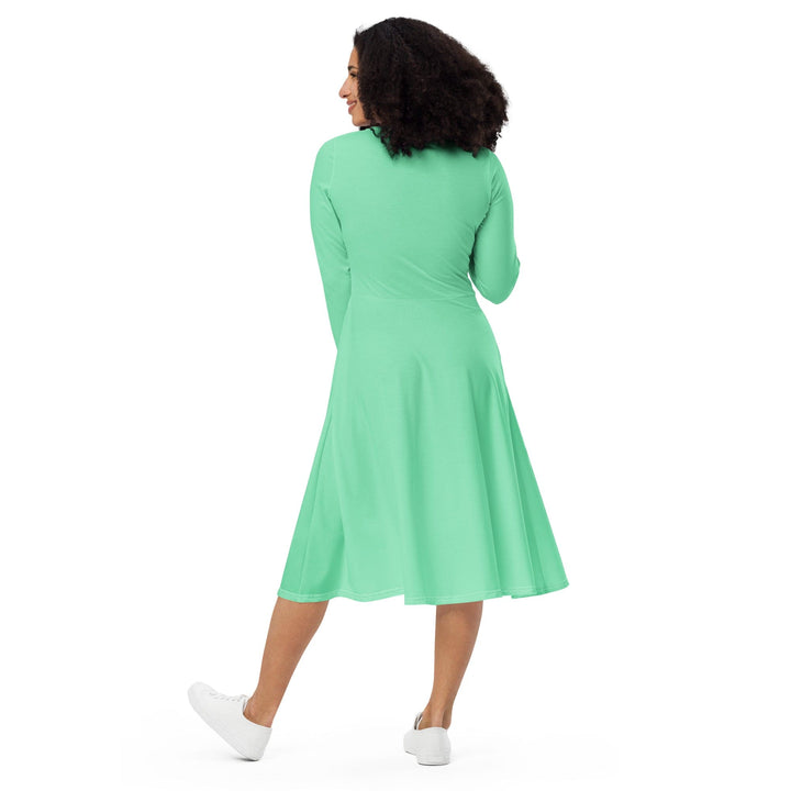 Womens Long Sleeve Midi Dress Seafoam Green - Womens | Dresses | MIDI | AOP