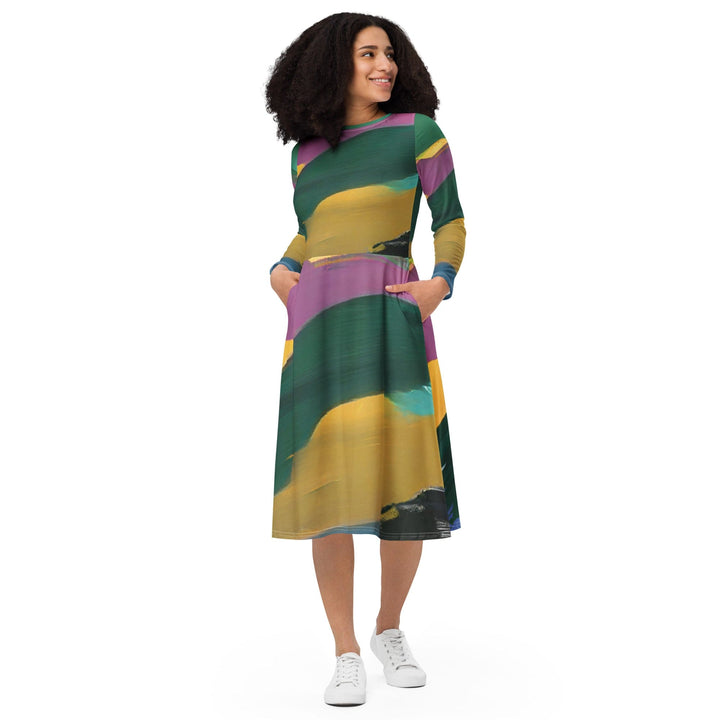 Womens Long Sleeve Midi Dress Stand Firm - Womens | Dresses | MIDI | AOP