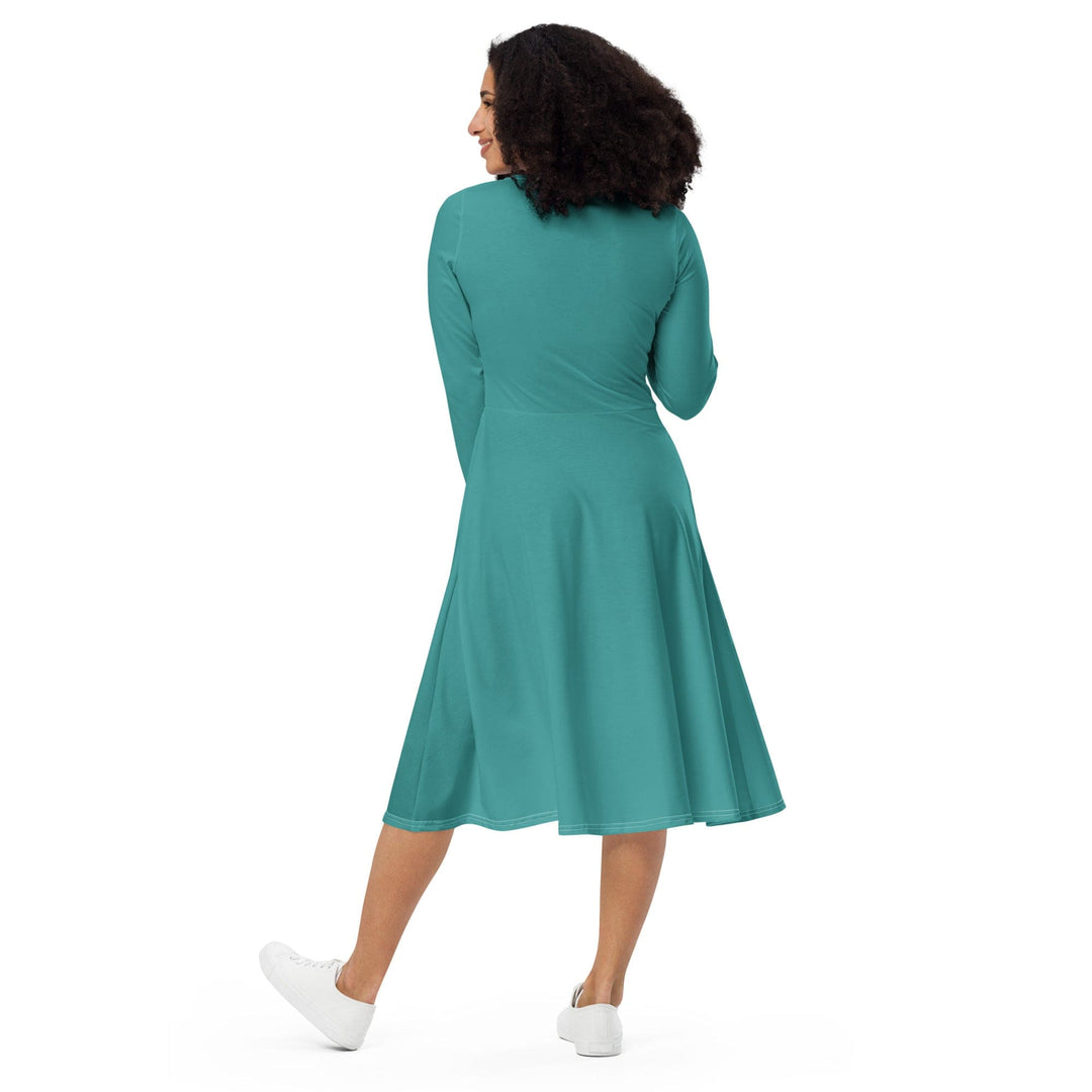 Womens Long Sleeve Midi Dress Teal Green - Womens | Dresses | MIDI | AOP