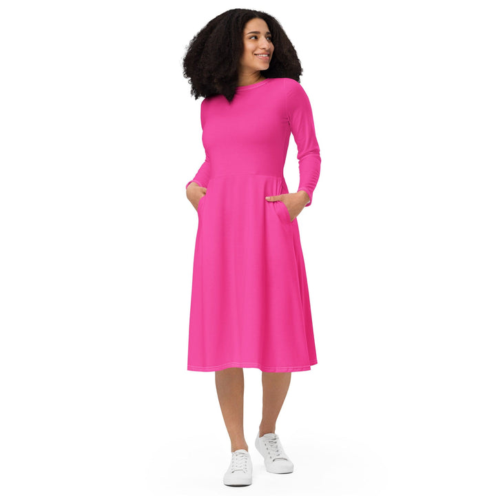 Womens Long Sleeve Midi Dress - Womens | Dresses | MIDI | AOP