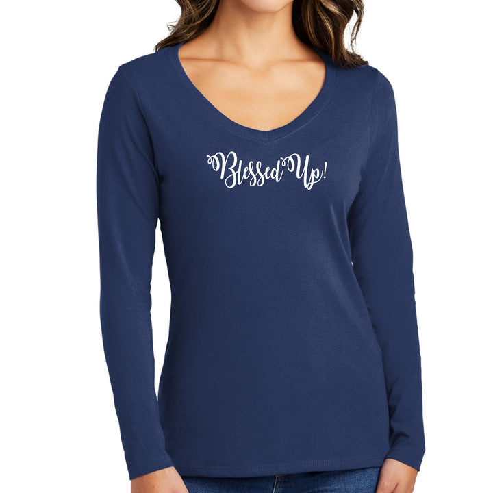 Womens Long Sleeve V-neck Graphic T-shirt Blessed Up - Womens | T-Shirts | Long