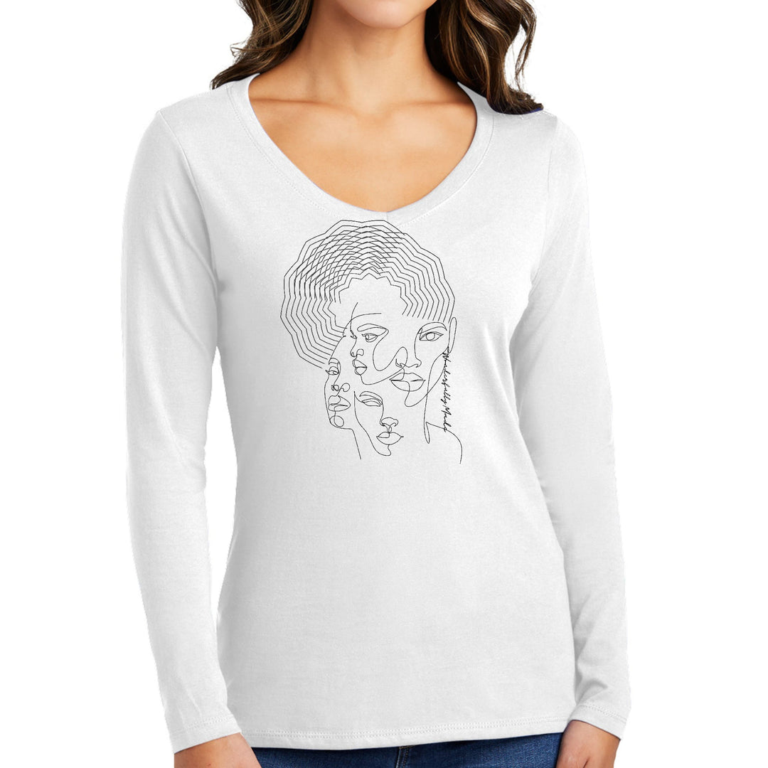 Womens Long Sleeve V-neck Graphic T-shirt Every Woman is Wonderfully - Womens