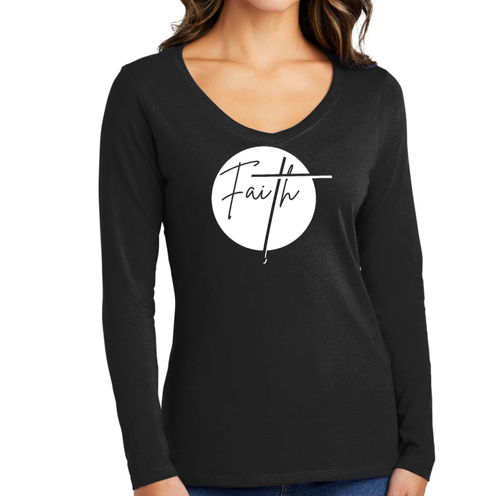 Womens Long Sleeve V-neck Graphic T-shirt - Faith - Womens | T-Shirts | Long