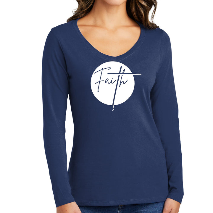 Womens Long Sleeve V-neck Graphic T-shirt - Faith - Womens | T-Shirts | Long