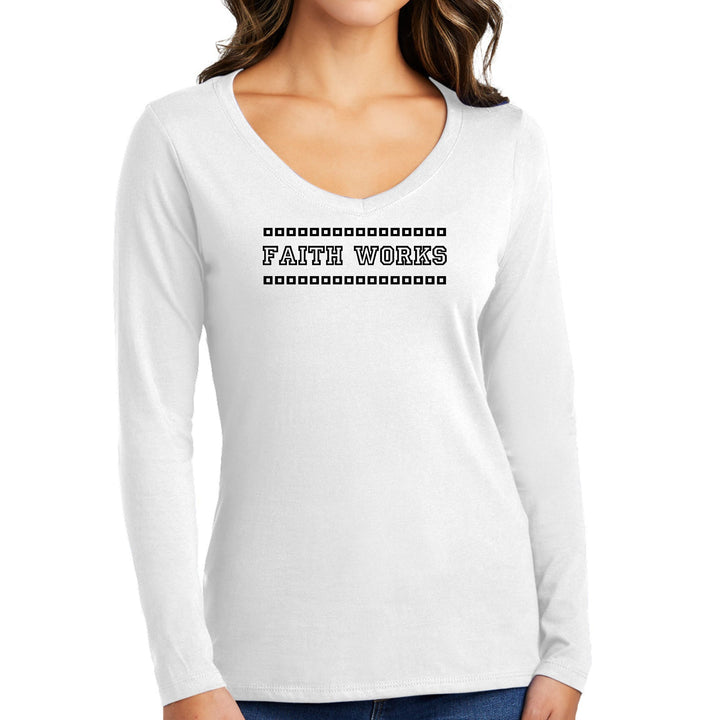 Womens Long Sleeve V-neck Graphic T-shirt Faith Works - Womens | T-Shirts