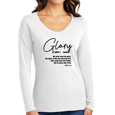 Womens Long Sleeve V - neck Graphic T - shirt Glory - Christian - Womens | T
