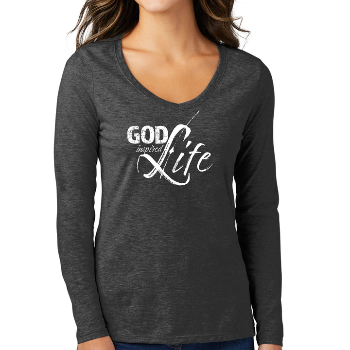 Womens Long Sleeve V-neck Graphic T-shirt - God Inspired Life