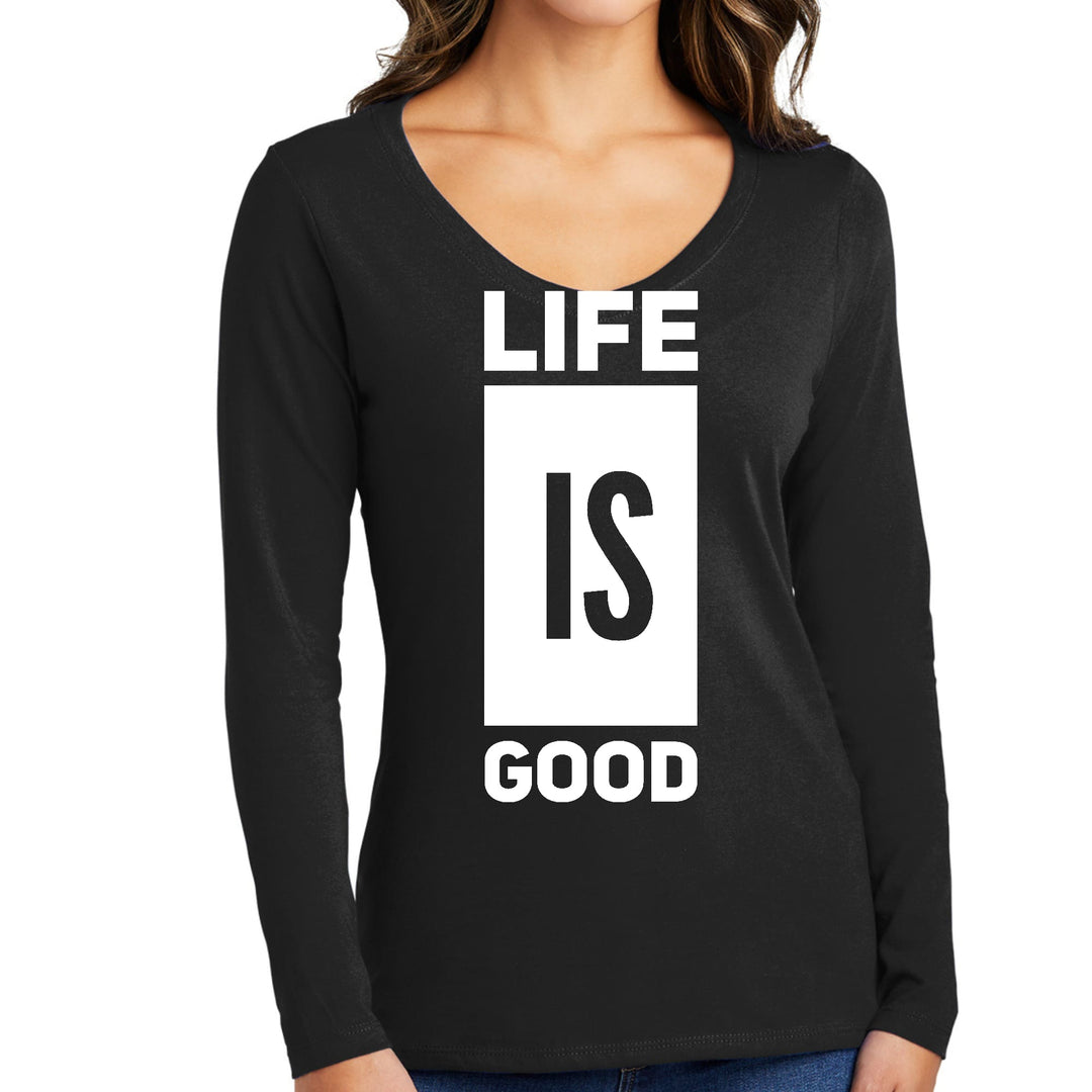 Womens Long Sleeve V-neck Graphic T-shirt Life Is Good - Womens | T-Shirts