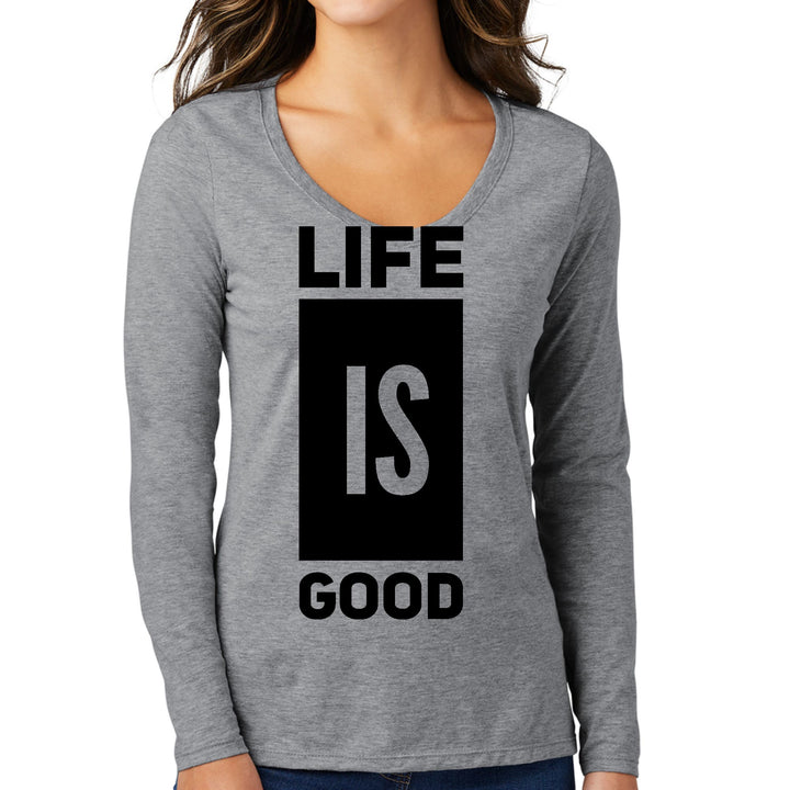 Womens Long Sleeve V-neck Graphic T-shirt Life is Good - Womens | T-Shirts