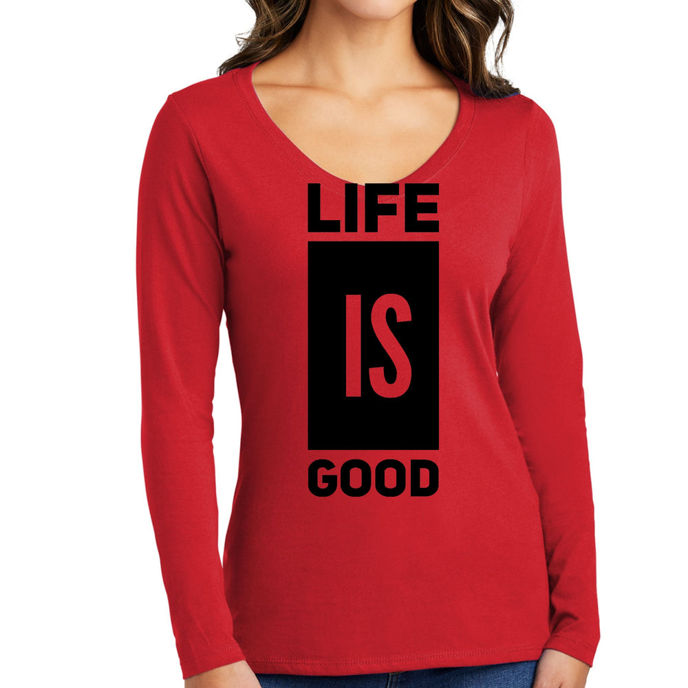 Womens Long Sleeve V-neck Graphic T-shirt Life is Good - Womens | T-Shirts