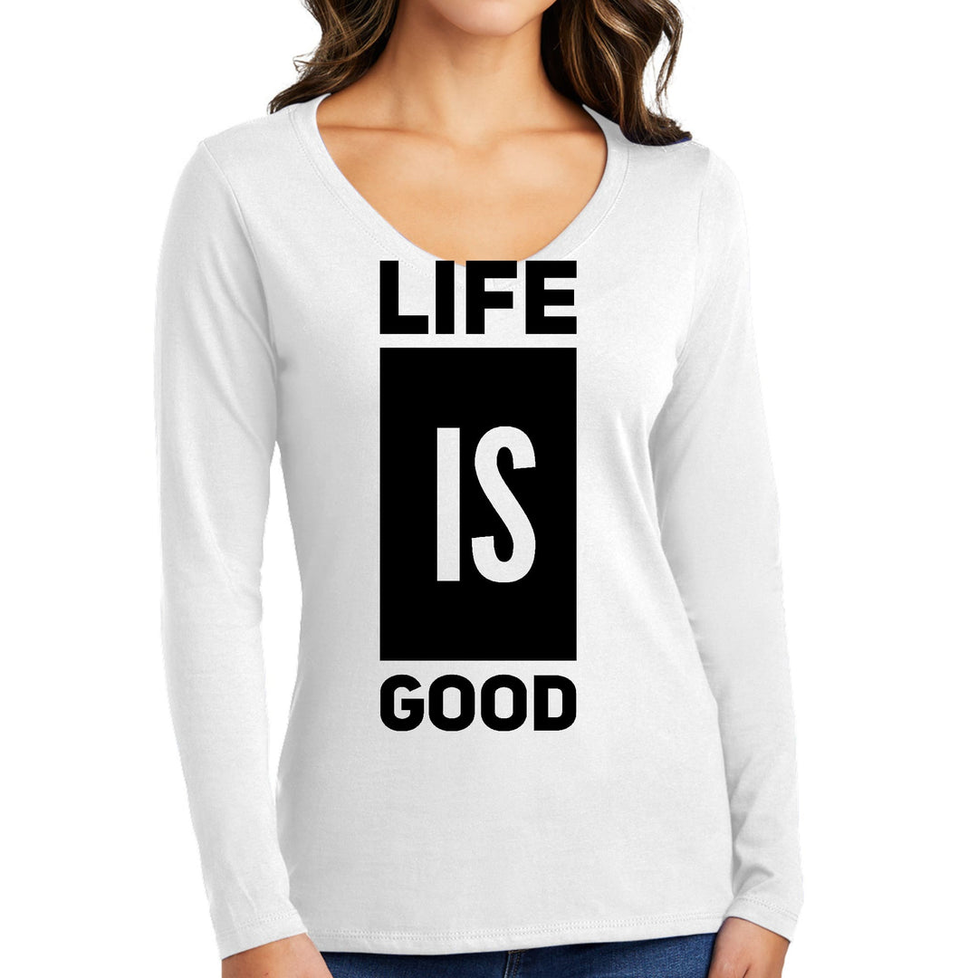 Womens Long Sleeve V-neck Graphic T-shirt Life is Good - Womens | T-Shirts