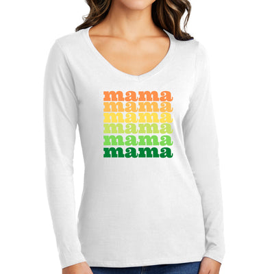 Womens Long Sleeve V - neck Graphic T - shirt Mama Celebrating Mothers - Womens