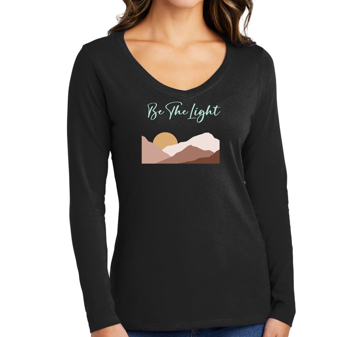 Womens Long Sleeve V-neck Graphic T-shirt Say it Soul be the Light - Womens