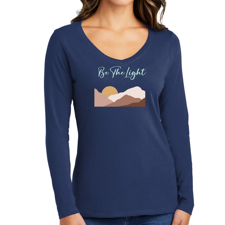 Womens Long Sleeve V-neck Graphic T-shirt Say it Soul be the Light - Womens