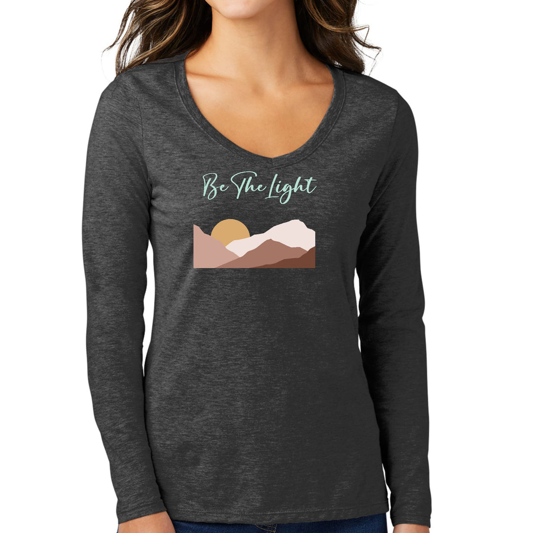 Womens Long Sleeve V-neck Graphic T-shirt Say it Soul be the Light - Womens