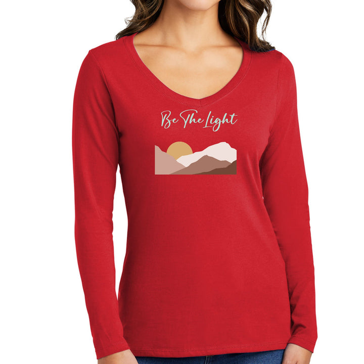 Womens Long Sleeve V-neck Graphic T-shirt Say it Soul be the Light - Womens