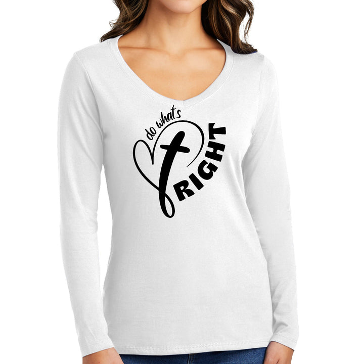 Womens Long Sleeve V-neck Graphic T-shirt - Say it Soul - do What’s - Womens