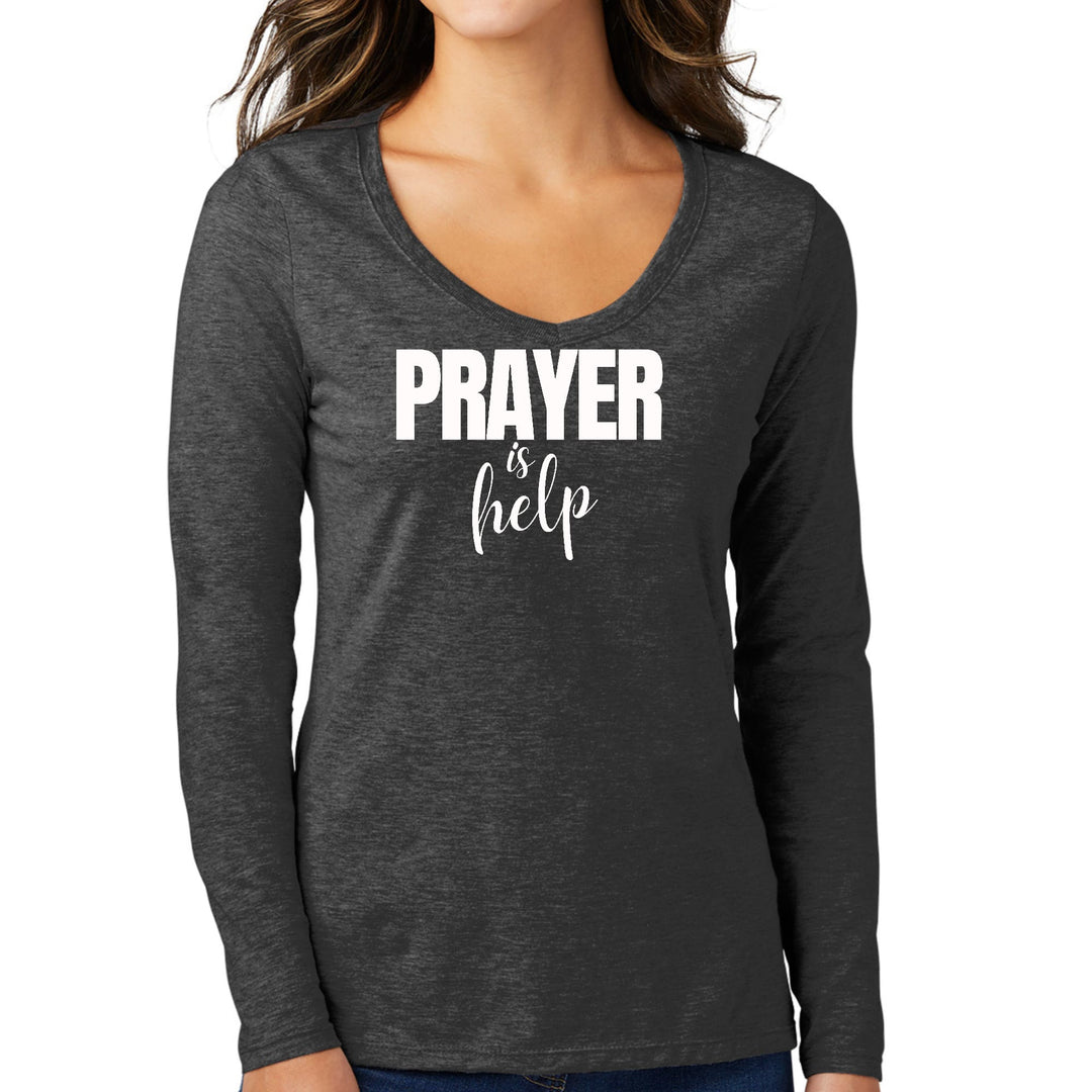 Womens Long Sleeve V-neck Graphic T-shirt - Say it Soul - Prayer - Womens