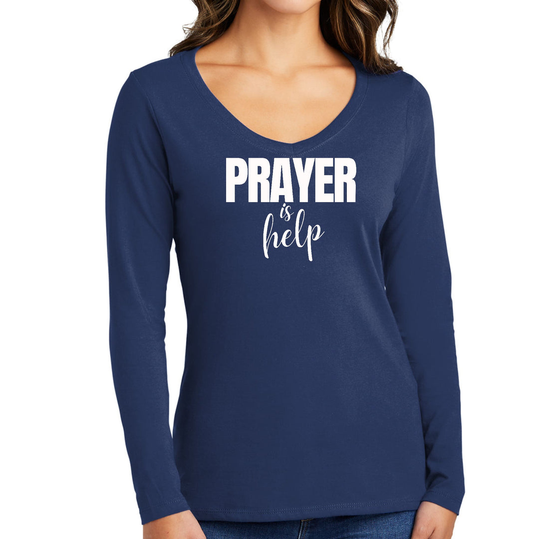 Womens Long Sleeve V-neck Graphic T-shirt - Say it Soul - Prayer - Womens